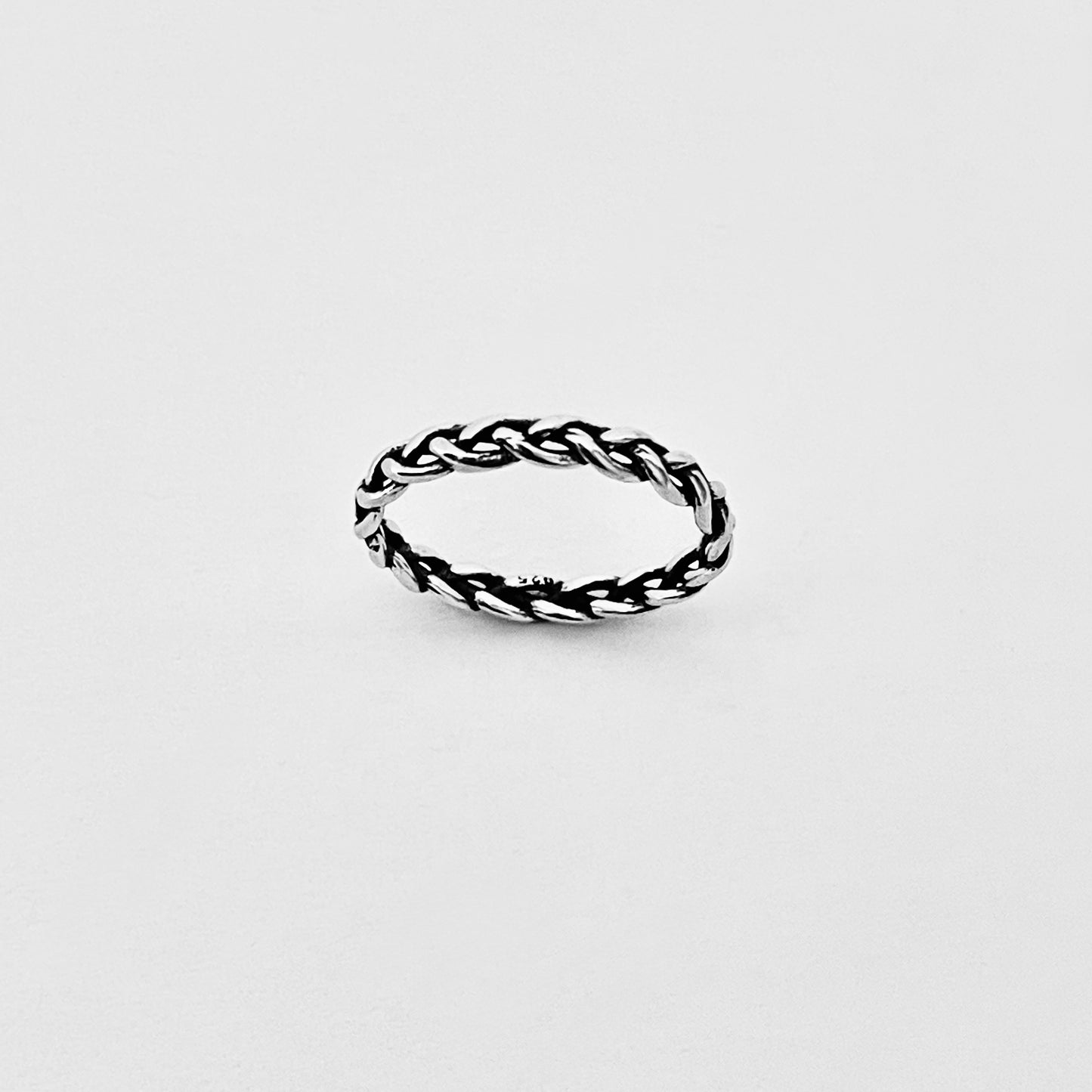 Sterling Silver Small Eternity Braid Ring, Dainty Stackable Band, Twisted Rings