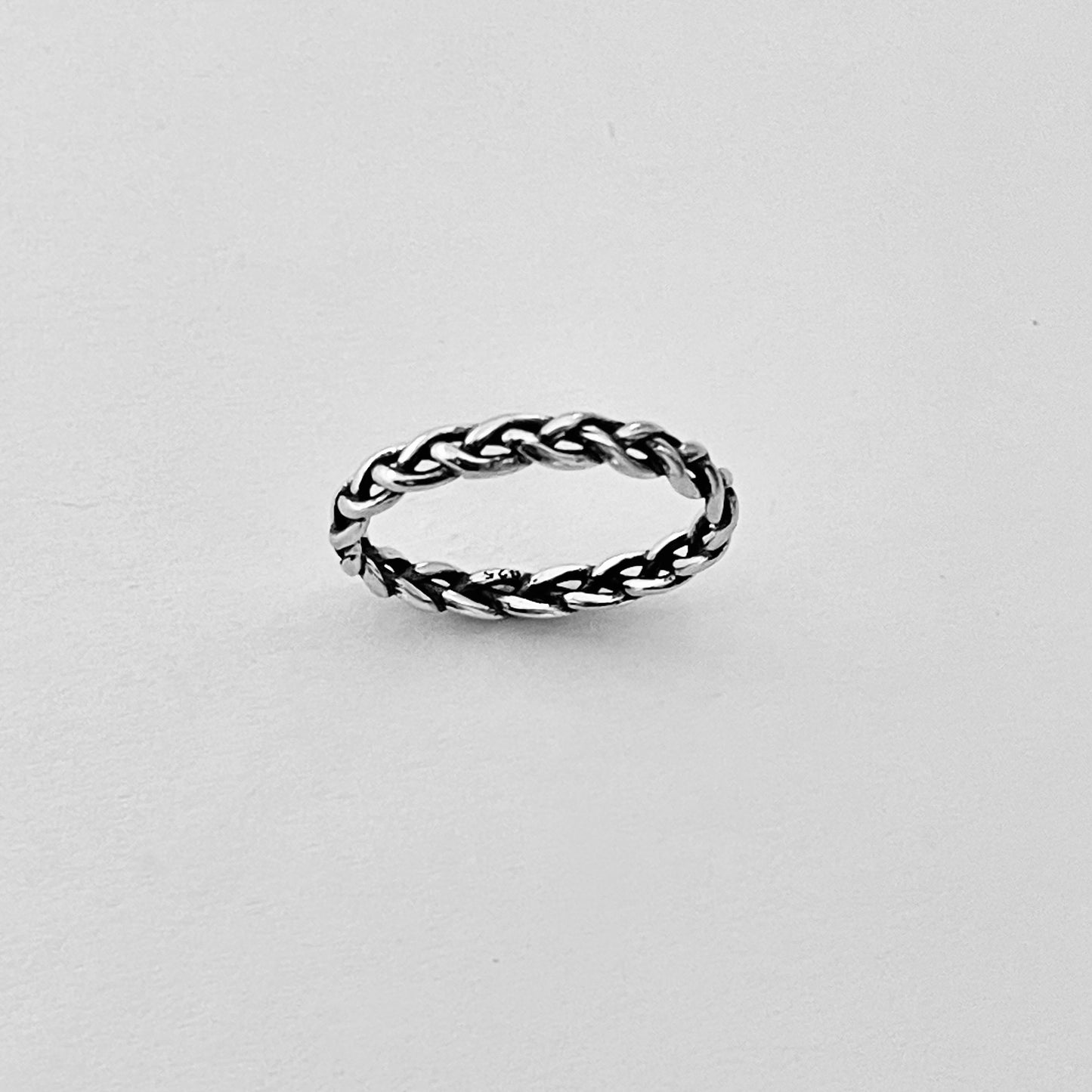 Sterling Silver Small Eternity Braid Ring, Stackable Silver Band, Twist Rings