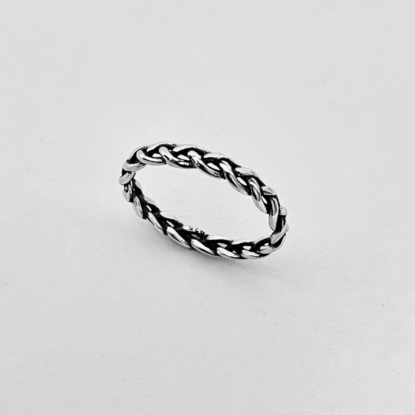 Sterling Silver Small Eternity Braid Ring, Stackable Silver Band, Twist Rings