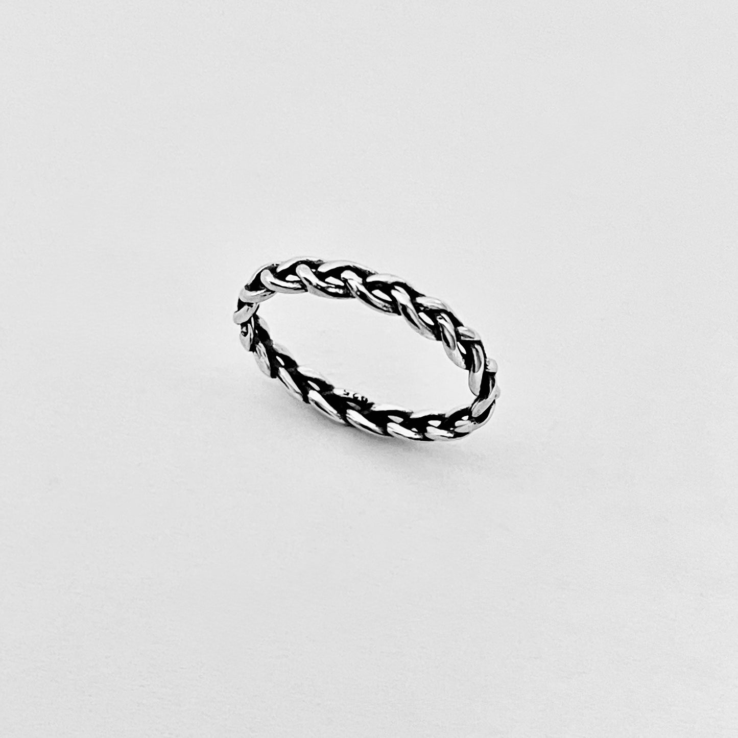 Sterling Silver Small Eternity Braid Ring, Dainty Stackable Band, Twisted Rings