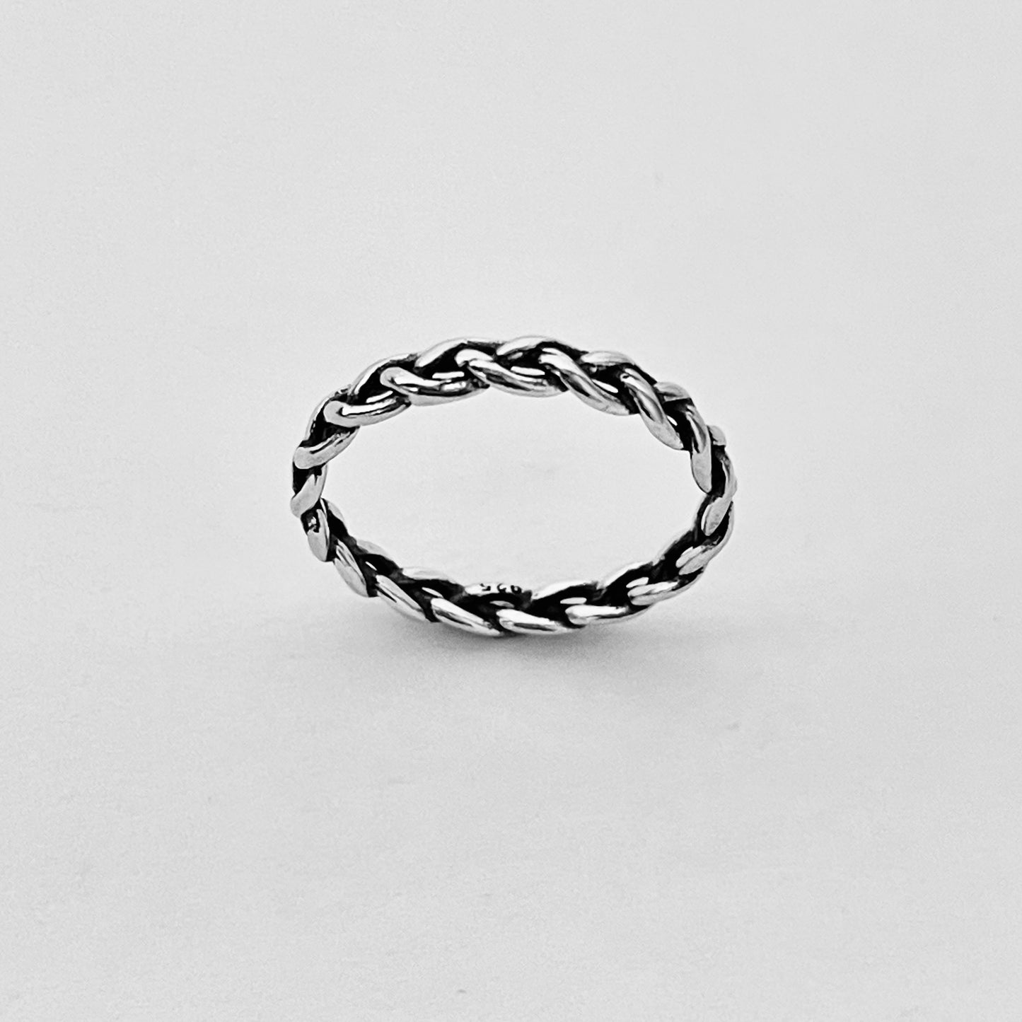 Sterling Silver Small Eternity Braid Ring, Stackable Silver Band, Twist Rings