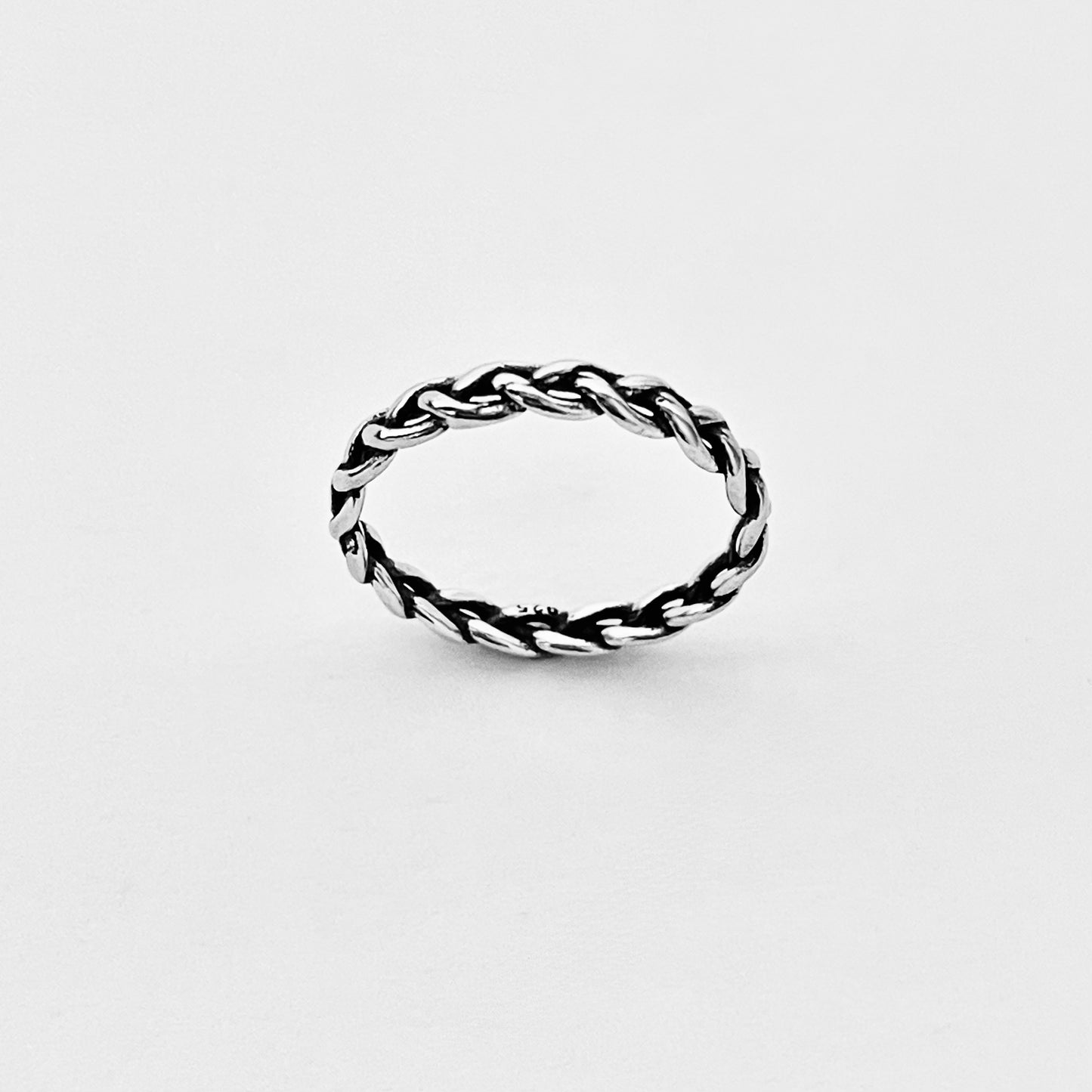 Sterling Silver Small Eternity Braid Ring, Dainty Stackable Band, Twisted Rings