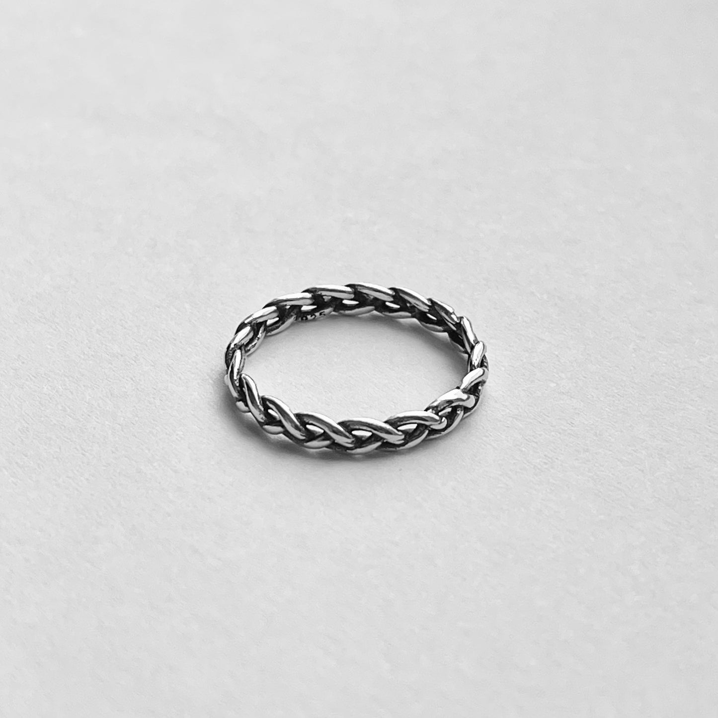 Sterling Silver Small Eternity Braid Ring, Stackable Silver Band, Twist Rings