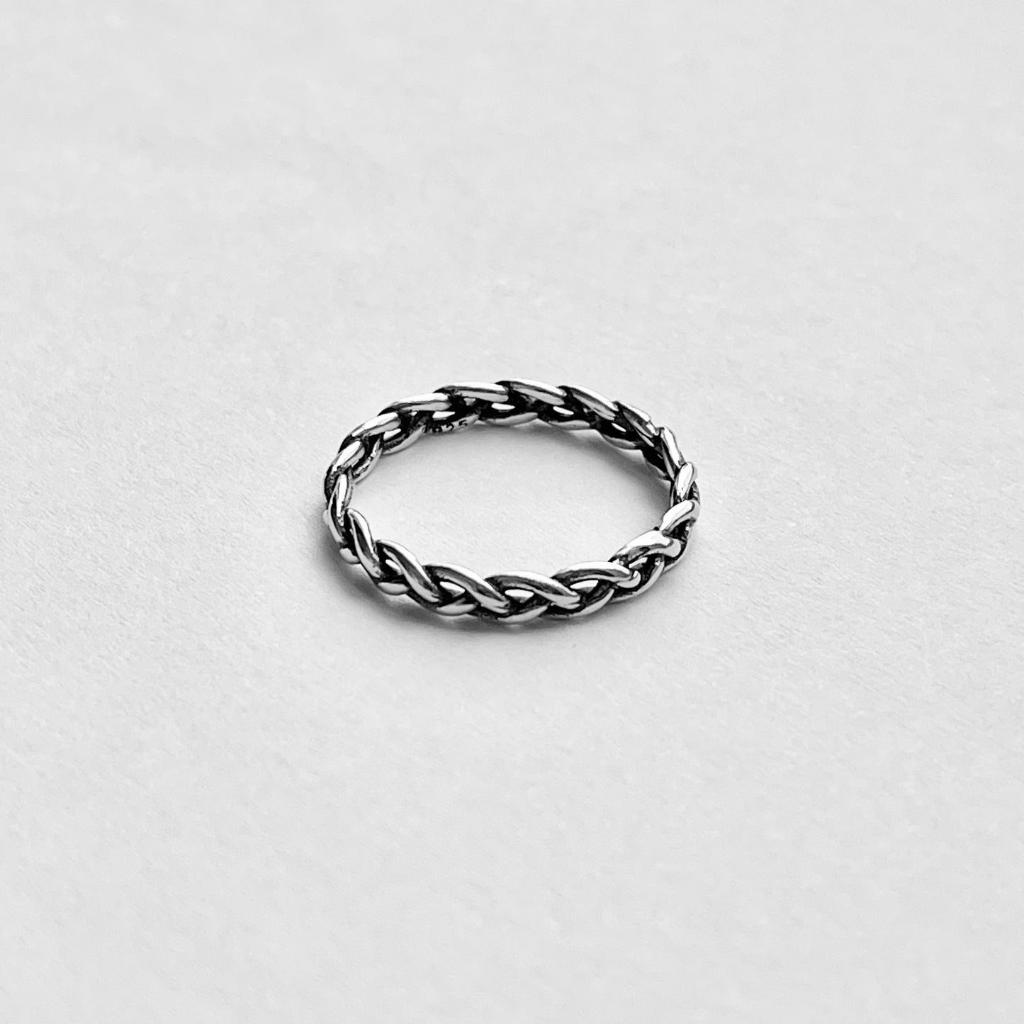 Sterling Silver Small Eternity Braid Ring, Dainty Stackable Band, Twisted Rings