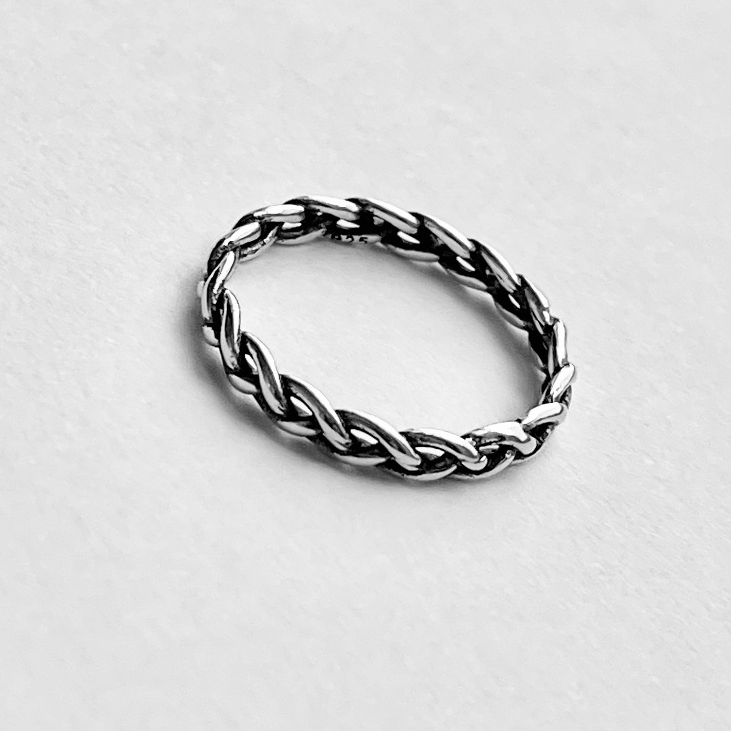 Sterling Silver Small Eternity Braid Ring, Dainty Stackable Band, Twisted Rings