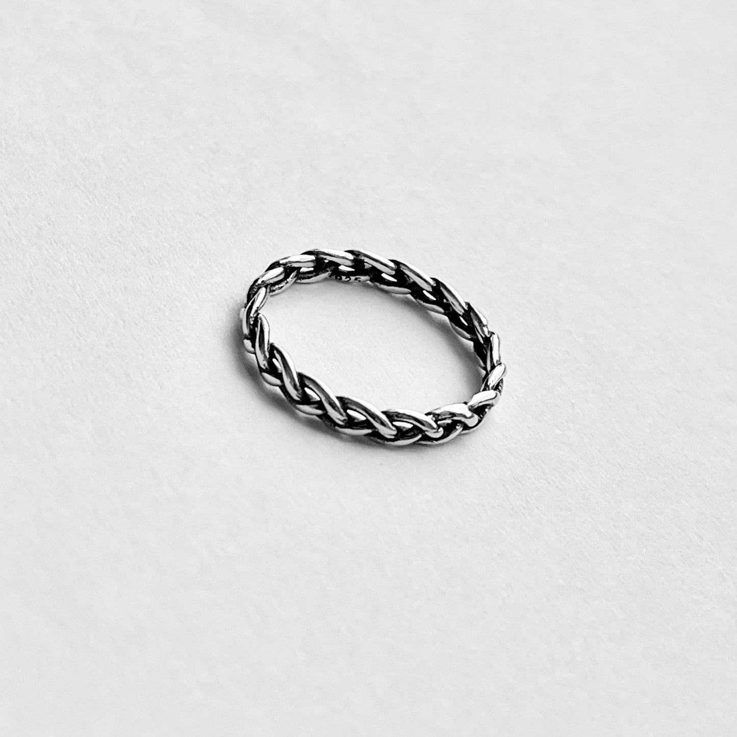 Sterling Silver Small Eternity Braid Ring, Dainty Stackable Band, Twisted Rings