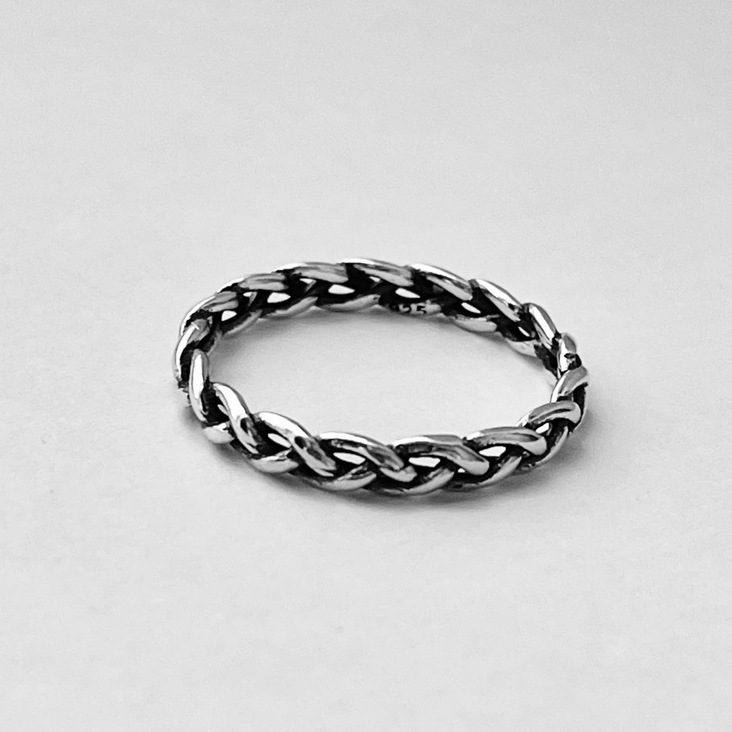 Sterling Silver Small Eternity Braid Ring, Stackable Silver Band, Twist Rings