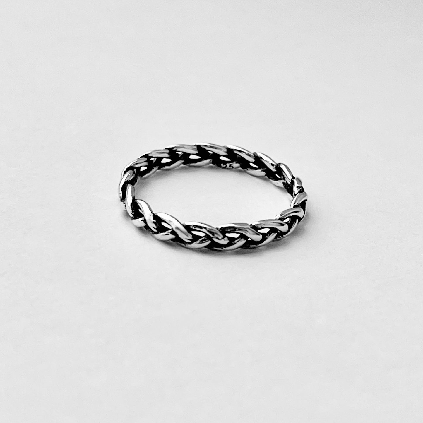 Sterling Silver Small Eternity Braid Ring, Dainty Stackable Band, Twisted Rings
