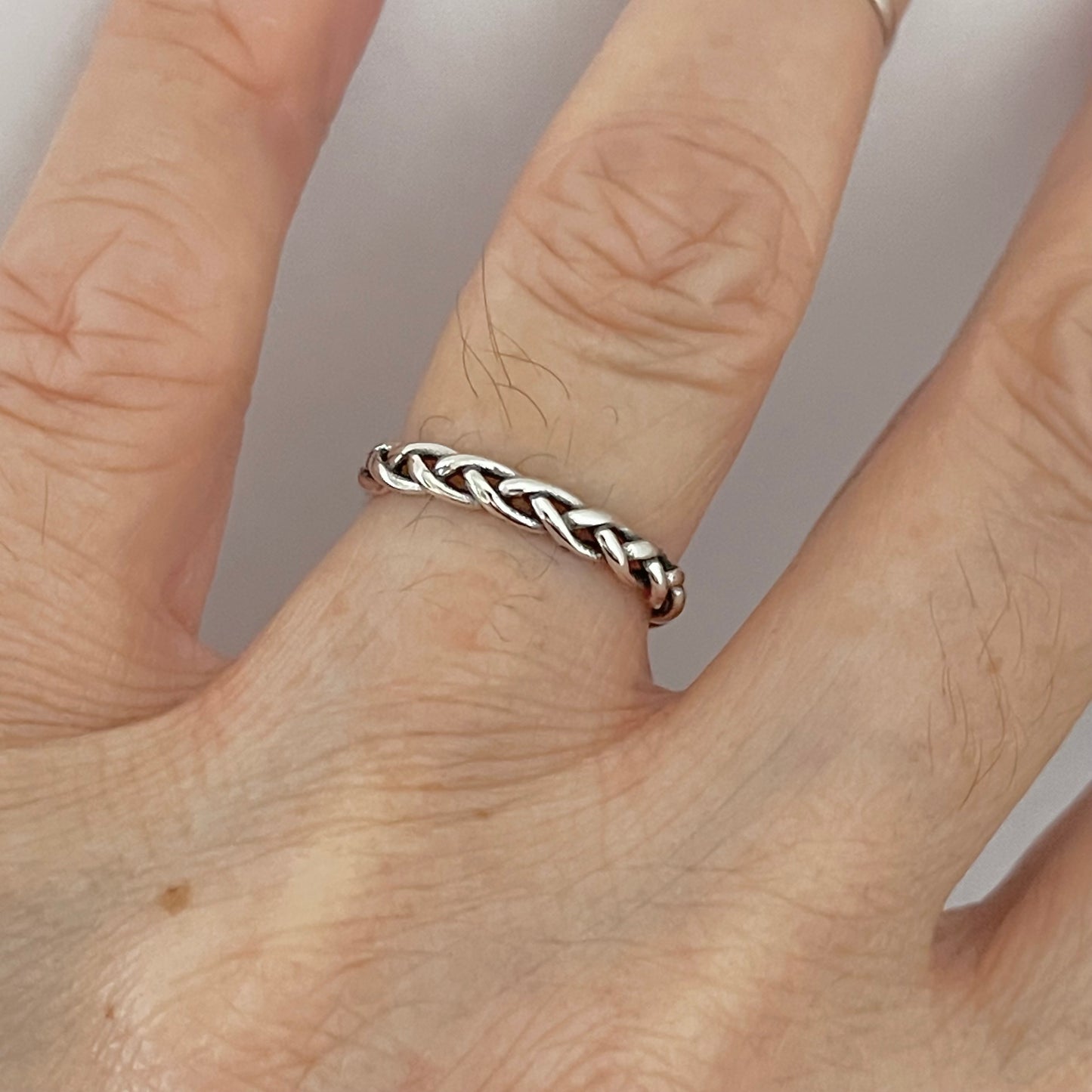 Sterling Silver Small Eternity Braid Ring, Stackable Silver Band, Twist Rings