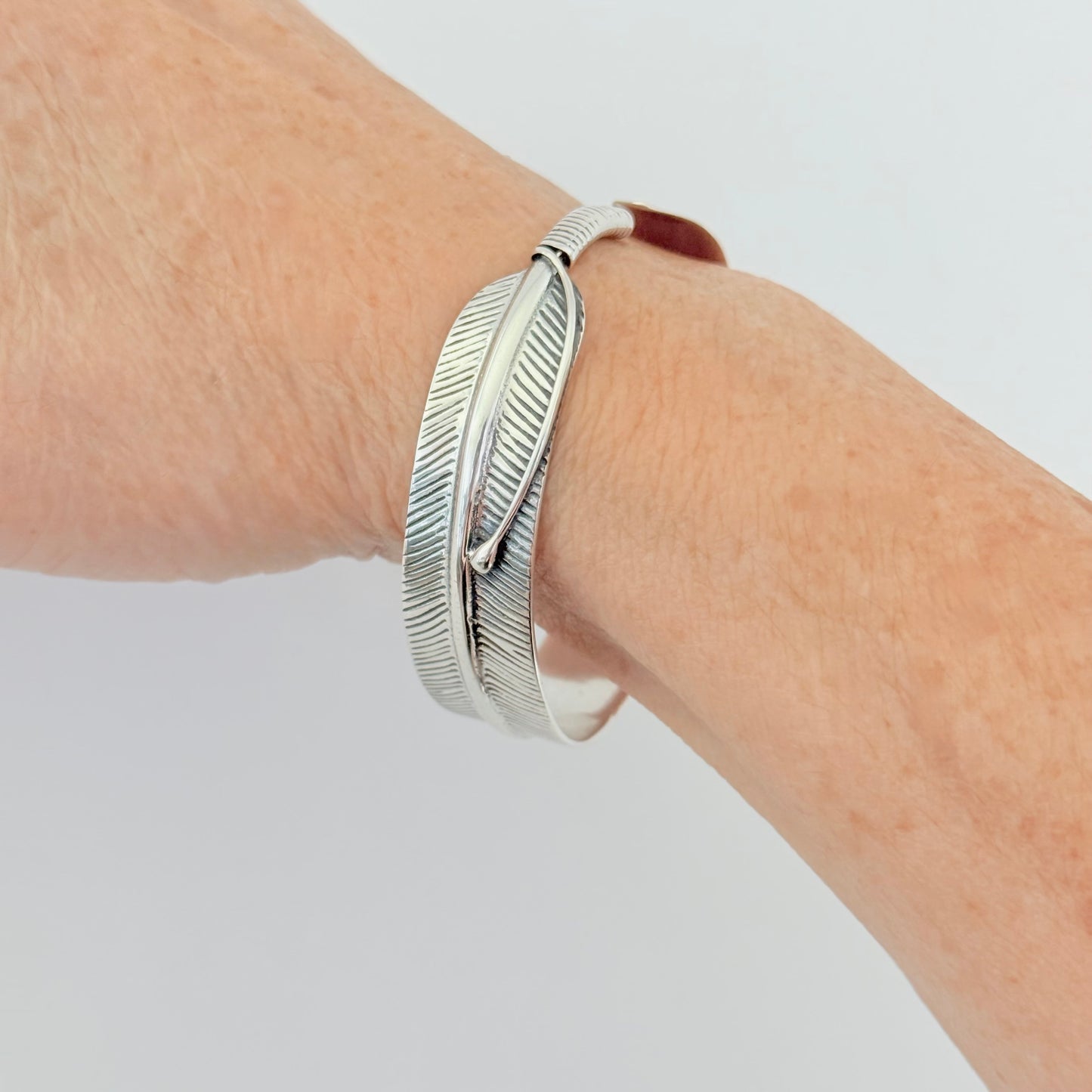 Sterling Silver Statement Feather Bangle, Spirit Bird Bangles, Wing Bracelet