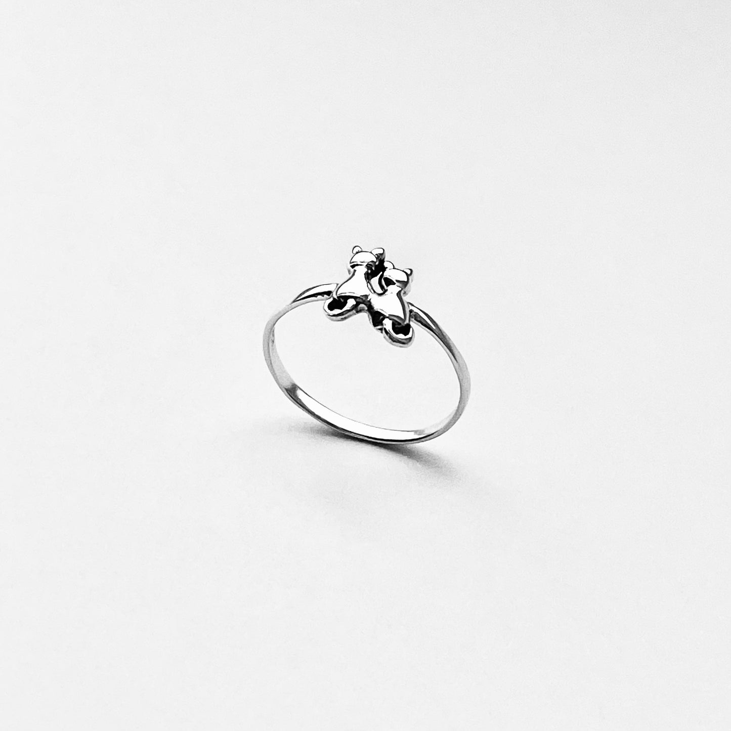 Sterling Silver Dainty Little Best Friends Cat Ring, Delicate Kitten Rings, Animal Pets Jewelry
