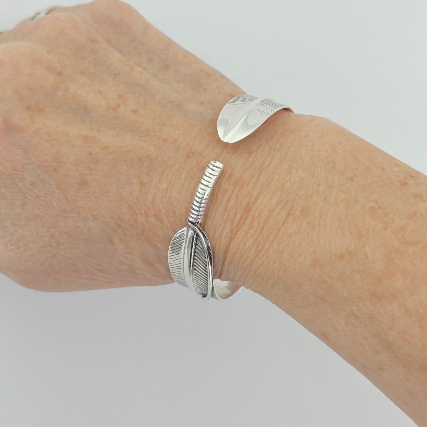 Sterling Silver Statement Feather Bangle, Spirit Bird Bangles, Wing Bracelet
