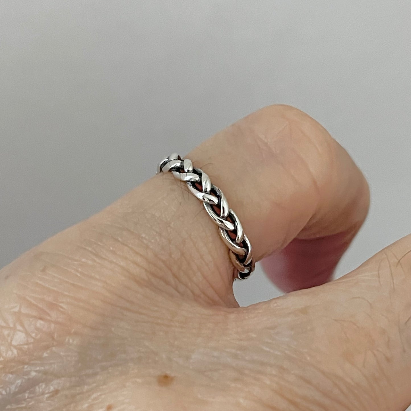 Sterling Silver Small Eternity Braid Ring, Stackable Silver Band, Twist Rings