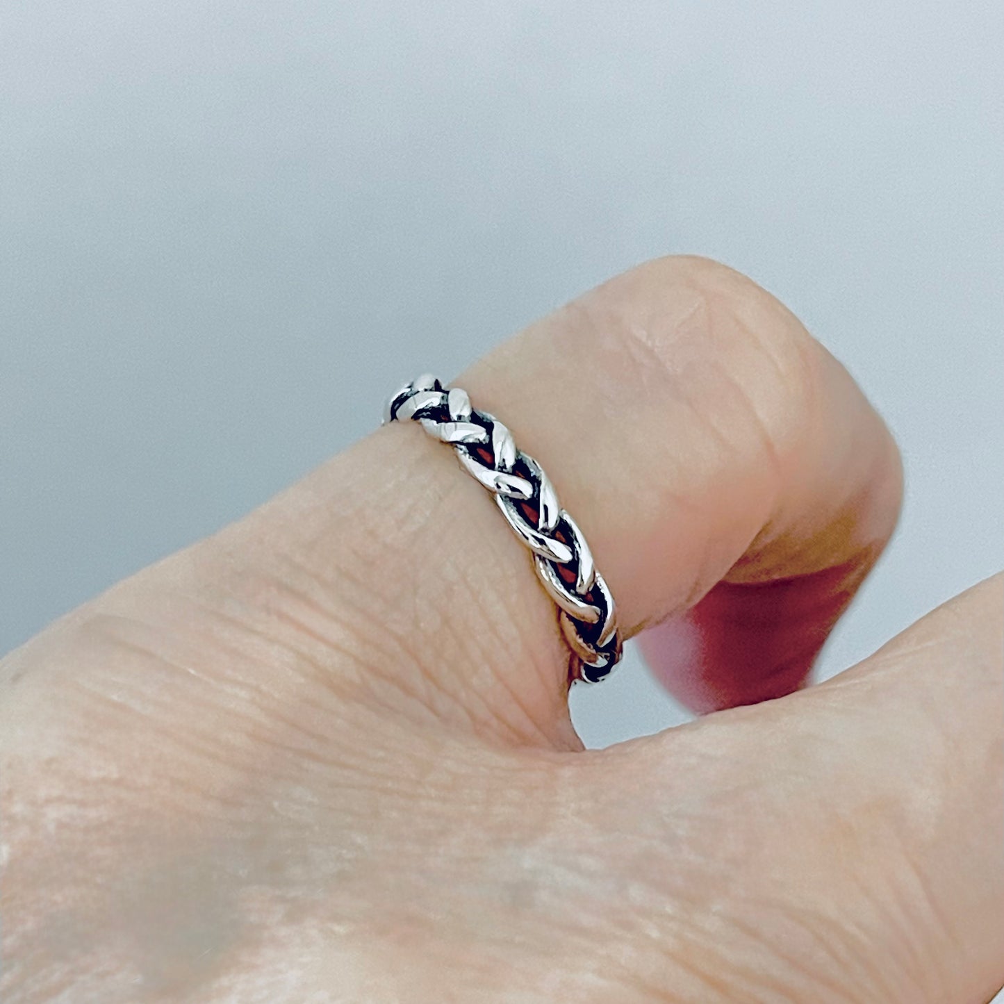 Sterling Silver Small Eternity Braid Ring, Dainty Stackable Band, Twisted Rings