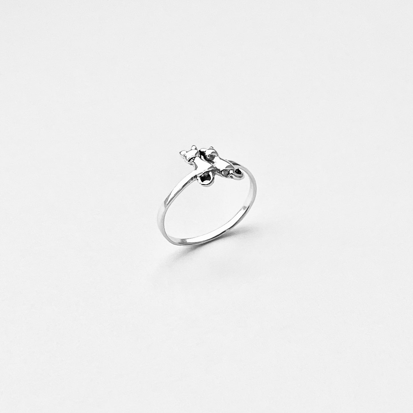 Sterling Silver Dainty Little Best Friends Cat Ring, Delicate Kitten Rings, Animal Pets Jewelry