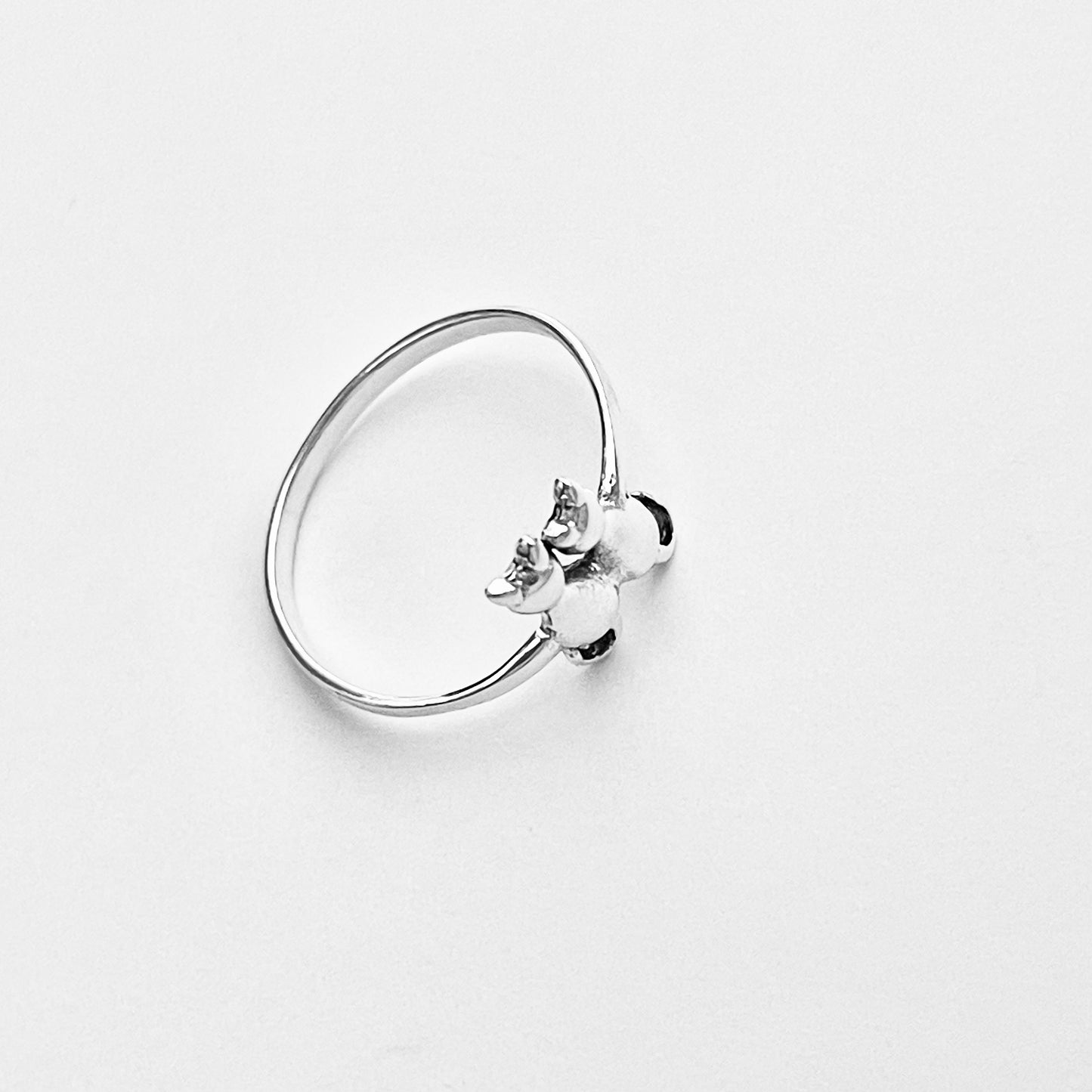 Sterling Silver Dainty Little Best Friends Cat Ring, Delicate Kitten Rings, Animal Pets Jewelry