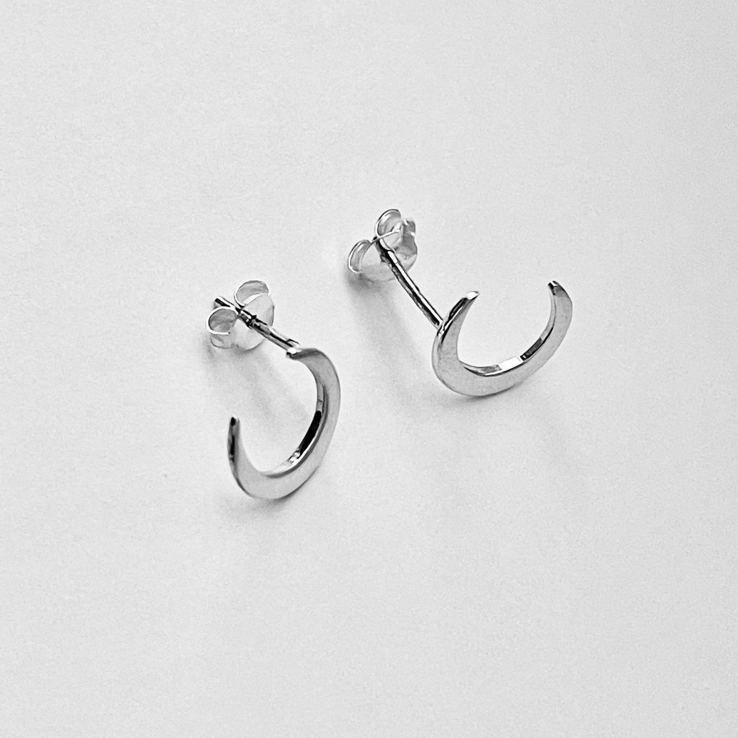 Sterling Silver Large Crescent Moon Earring, Celestial Earrings, Stud Silver Earring