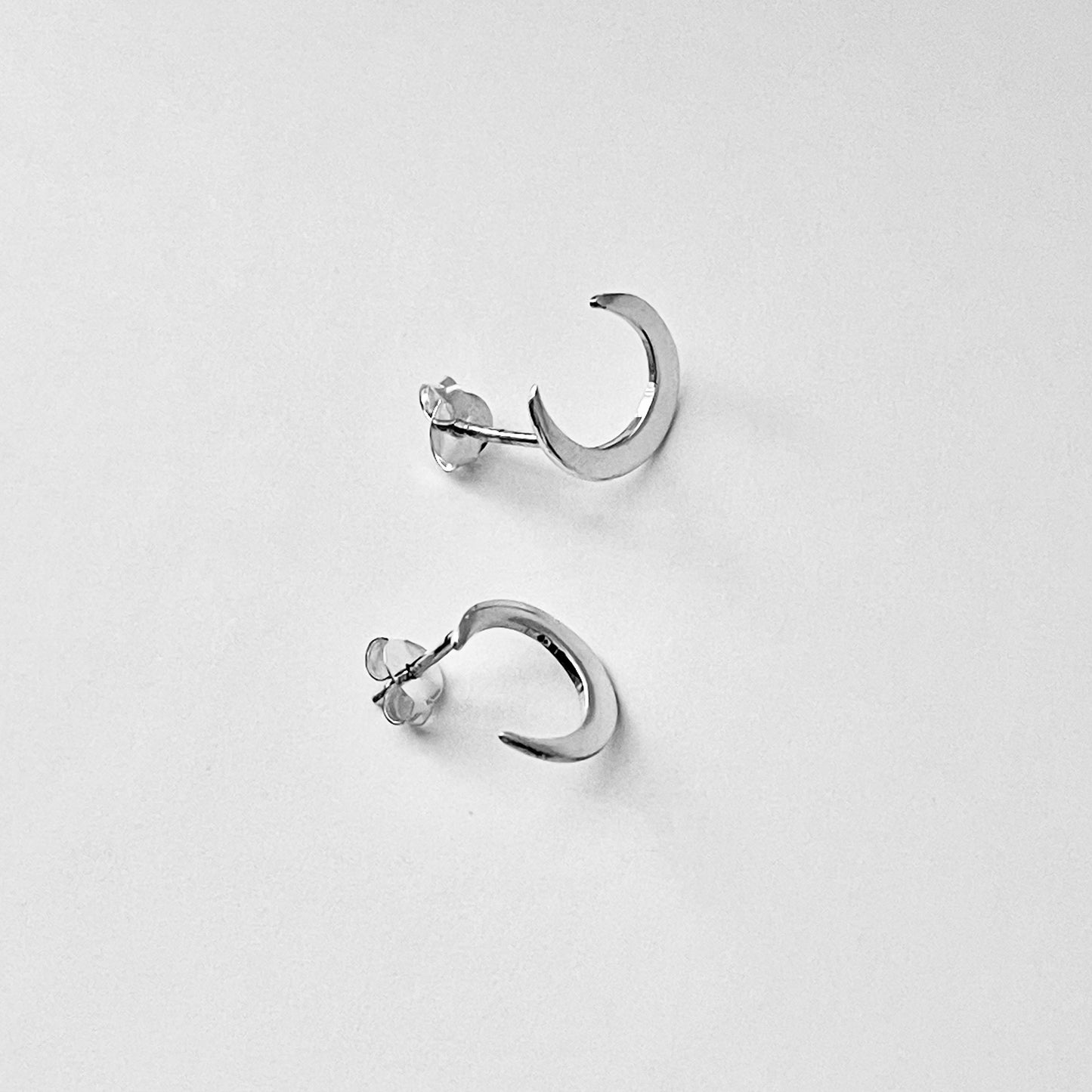 Sterling Silver Large Crescent Moon Earring, Celestial Earrings, Stud Silver Earring