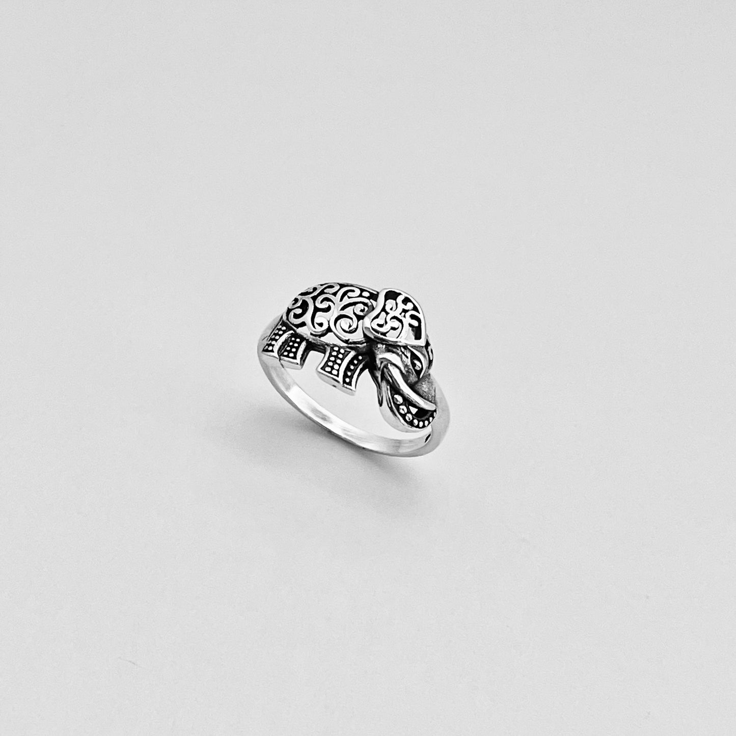 Sterling Silver Large Filigree Elephant Ring, Good Luck Ring, Animal Rings