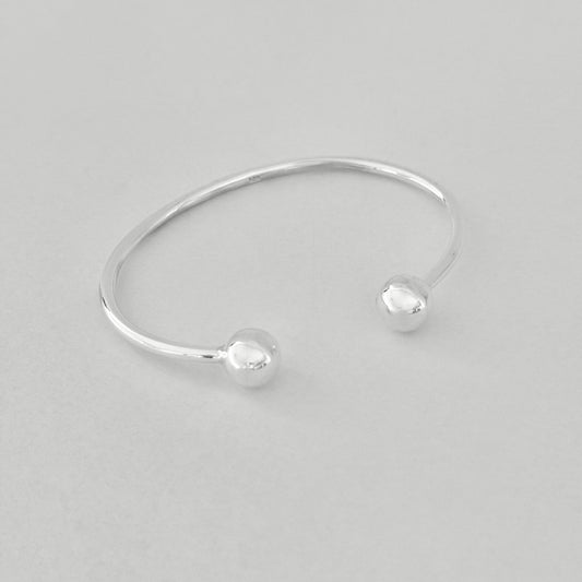 Sterling Silver High Polish Ball Cuff Bangle, Silver Bracelet, Silver Bangles, Cuff Bracelets