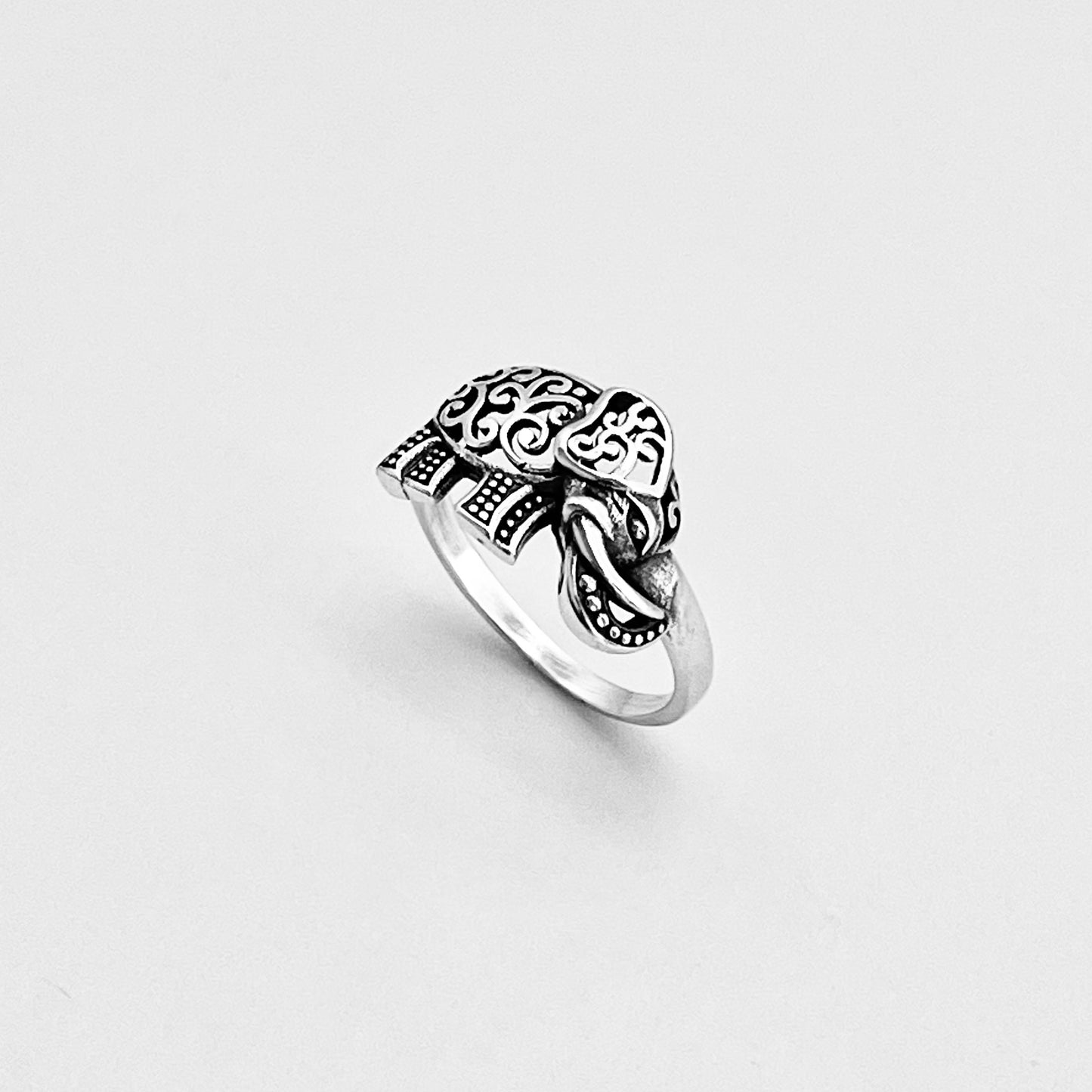 Sterling Silver Large Filigree Elephant Ring, Good Luck Ring, Animal Rings