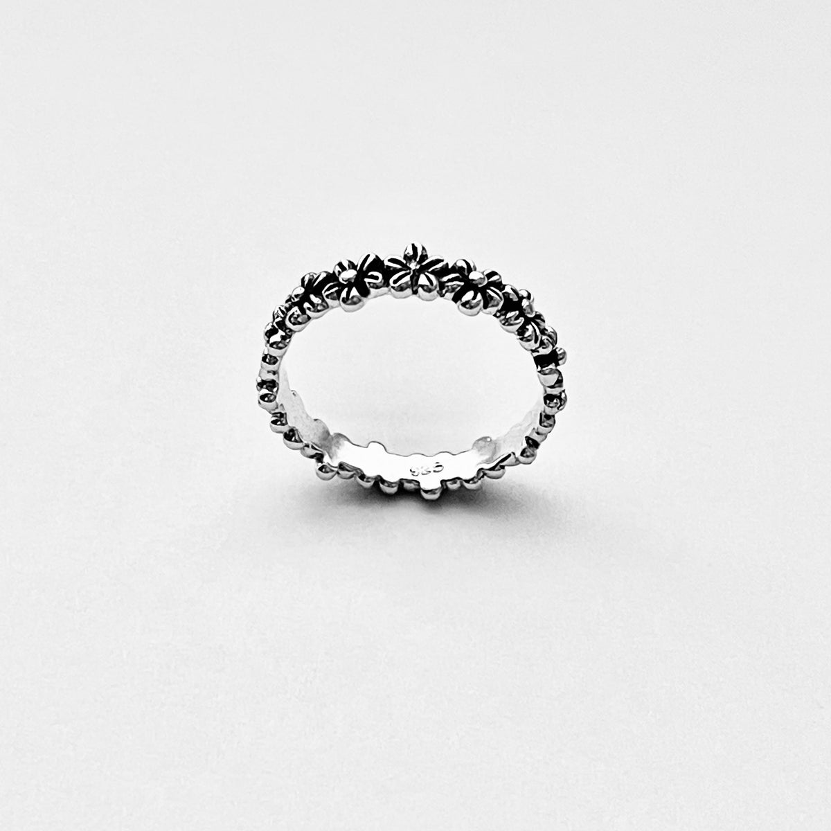 925 Sterling Silver Eternity Small Daisy Band Ring – Dainty Stackable Flower Wedding Bands