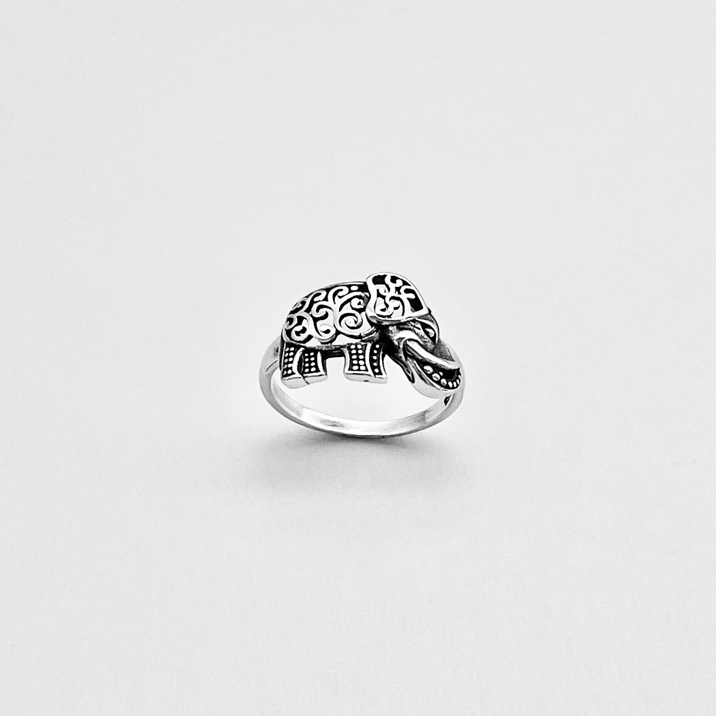 Sterling Silver Large Filigree Elephant Ring, Good Luck Ring, Animal Rings