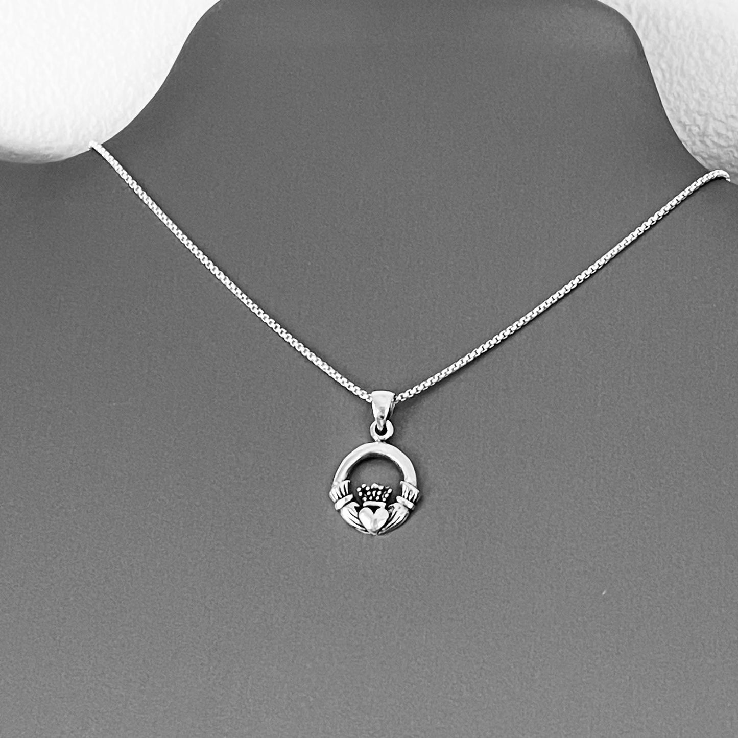 Sterling Silver Small Irish Claddagh Necklace, Heart Silver Necklaces