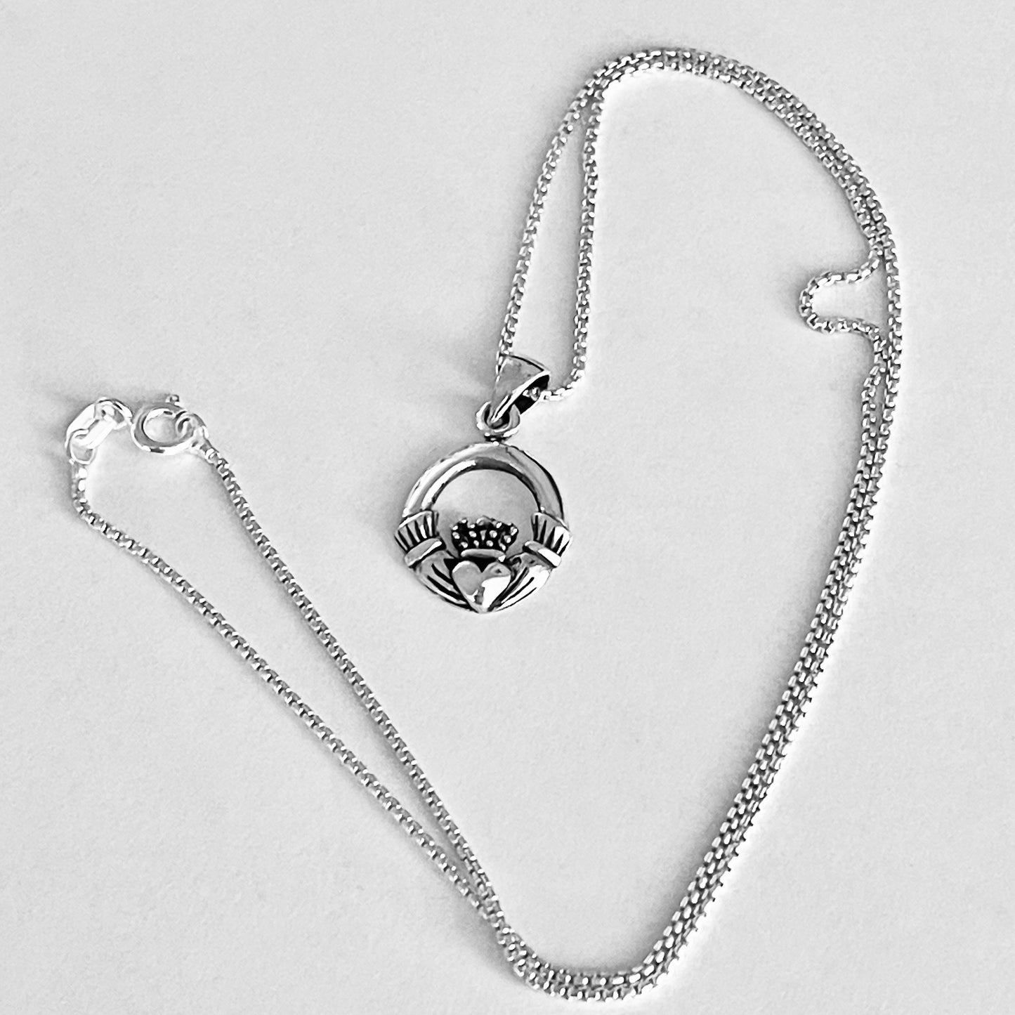 Sterling Silver Small Irish Claddagh Necklace, Heart Silver Necklaces