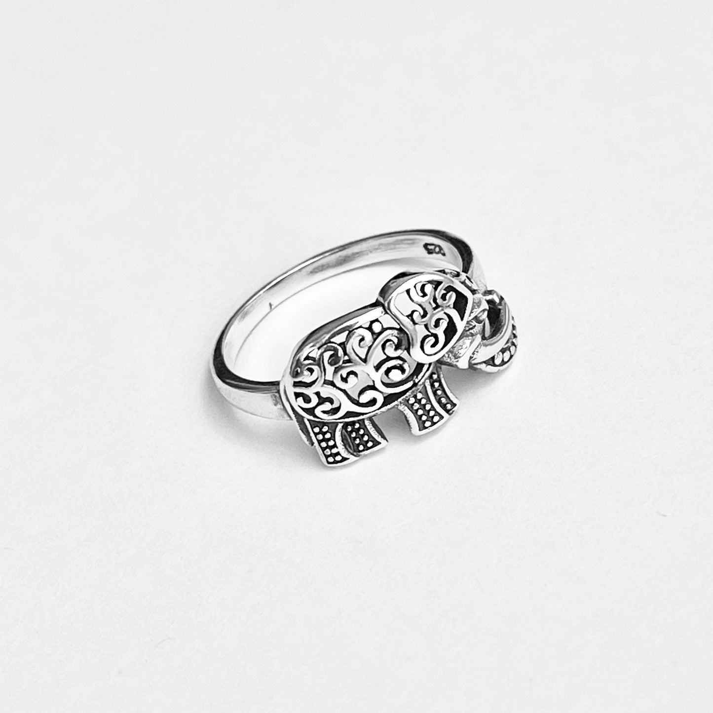 Sterling Silver Large Filigree Elephant Ring, Good Luck Ring, Animal Rings