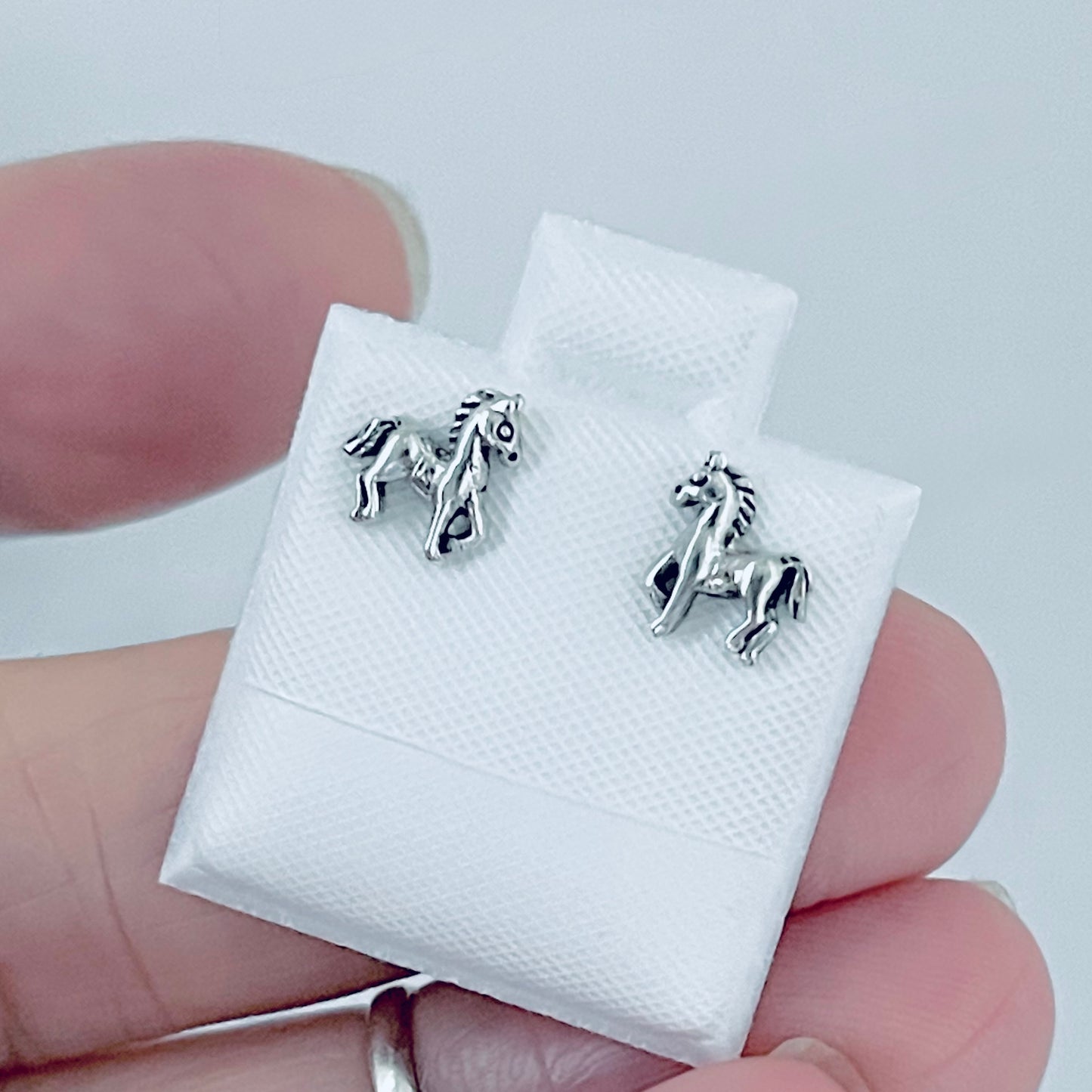 925 Sterling Silver Tiny Horse Stud Earrings | Animal & Horse Jewelry