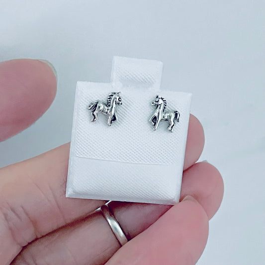 925 Sterling Silver Tiny Horse Stud Earrings | Animal & Horse Jewelry