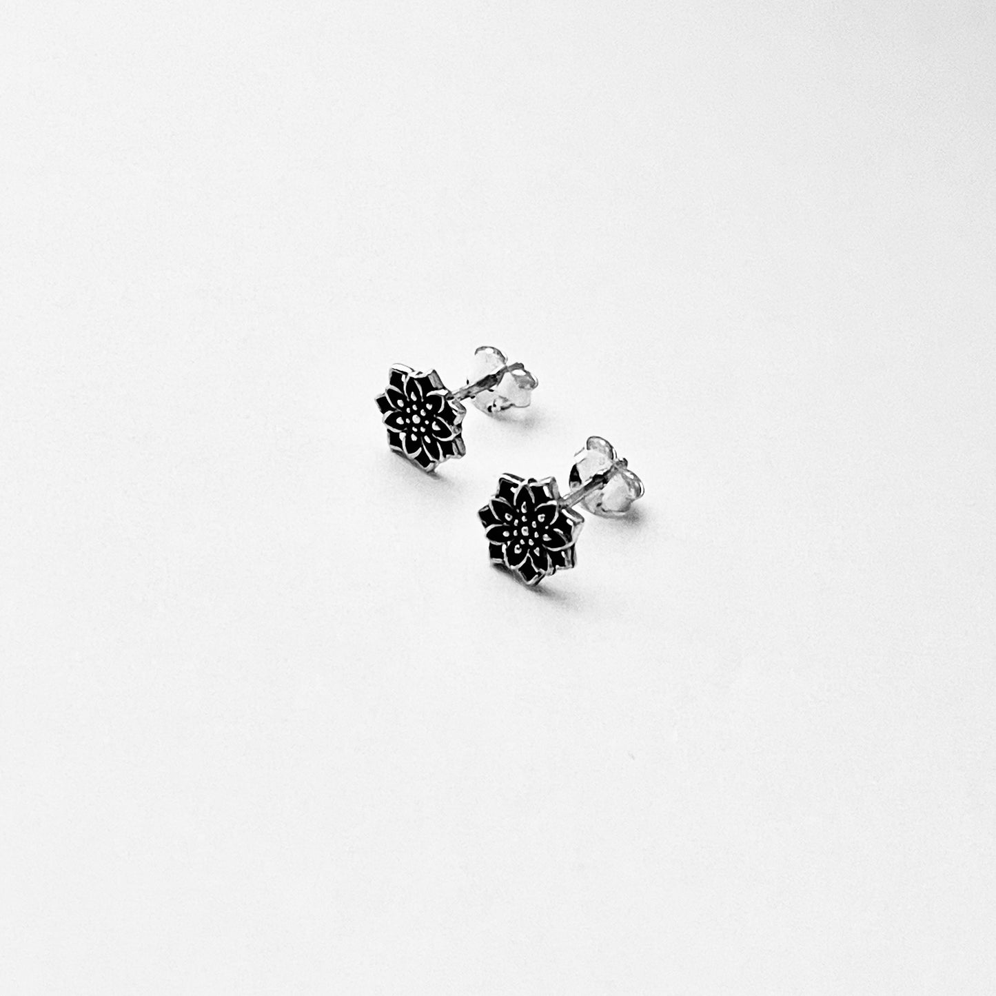 Sterling Silver Dainty Lotus Earrings, Mandala Stud Earring, Flower Jewelry