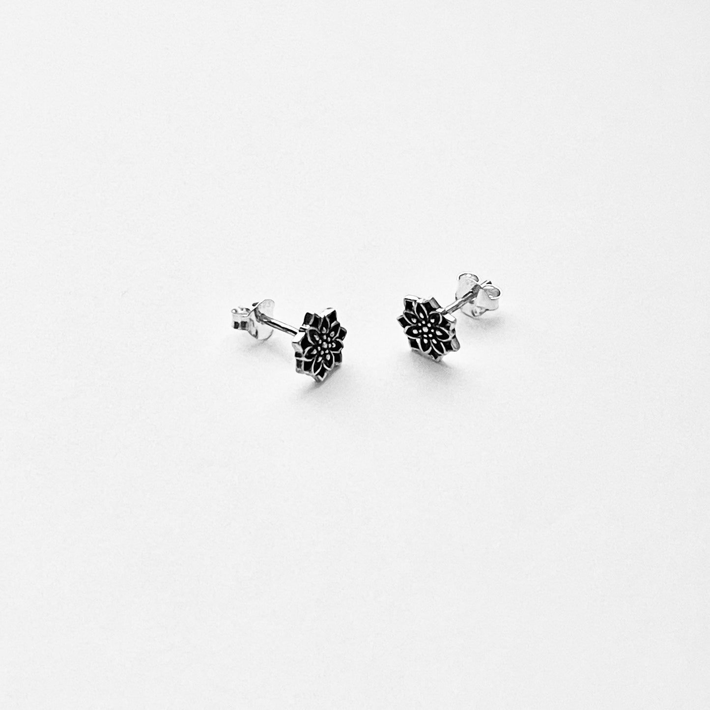 Sterling Silver Dainty Lotus Earrings, Mandala Stud Earring, Flower Jewelry