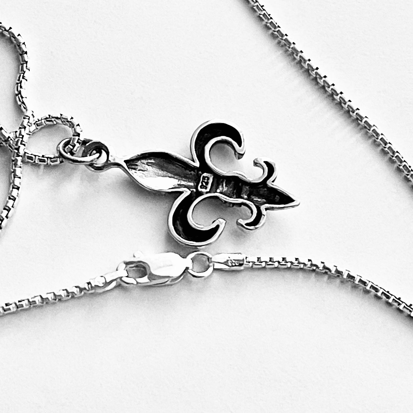 Sterling Silver Saints Fleur de Lis Necklace – France Symbol Lily Silver Pendant Chain