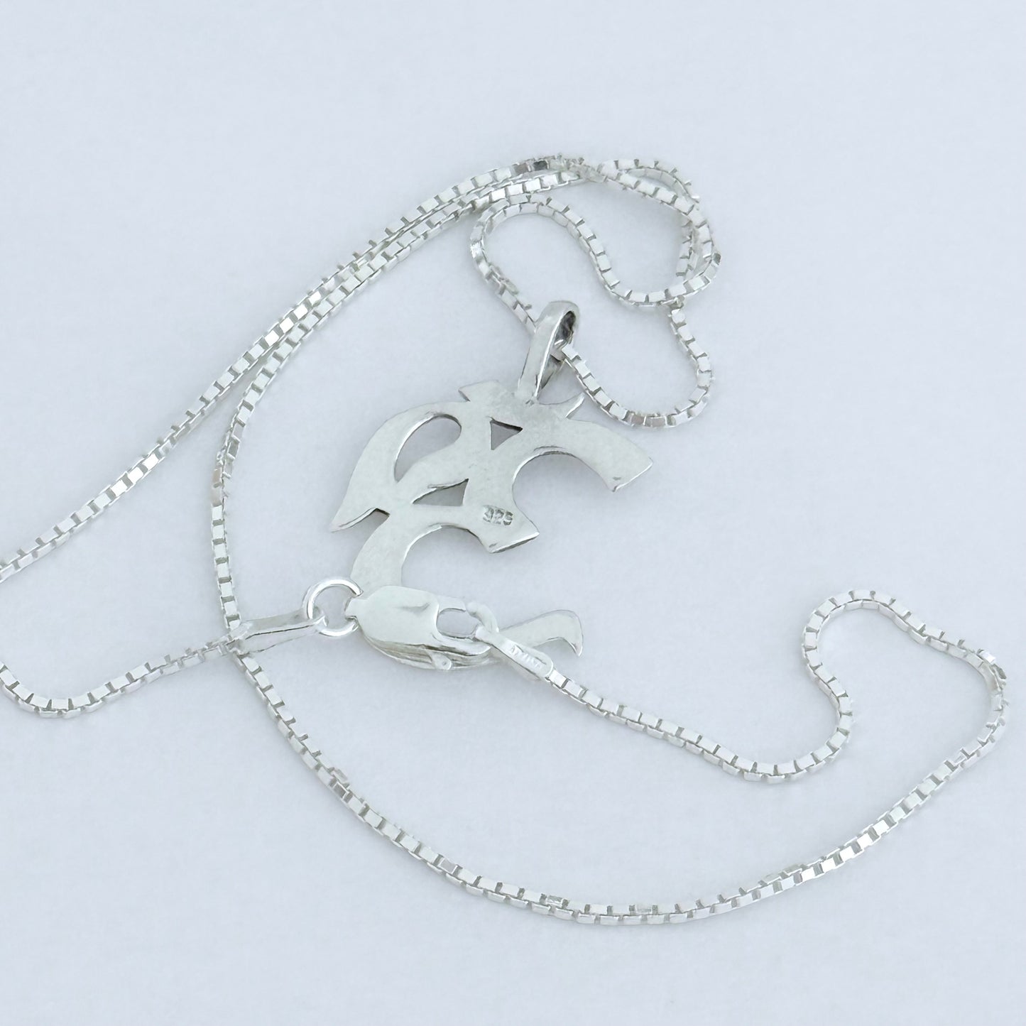 Sterling Silver Large Classic OM Necklace – Yoga Spiritual Pendant Silver Chain