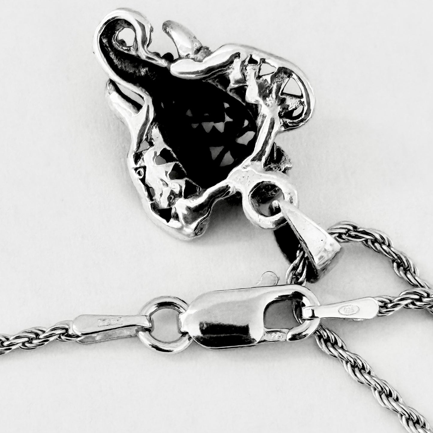 Sterling Silver Filigree Ganesha Elephant Necklace with Synthetic Turquoise, Silver Necklaces, Animal Chain, Elephants