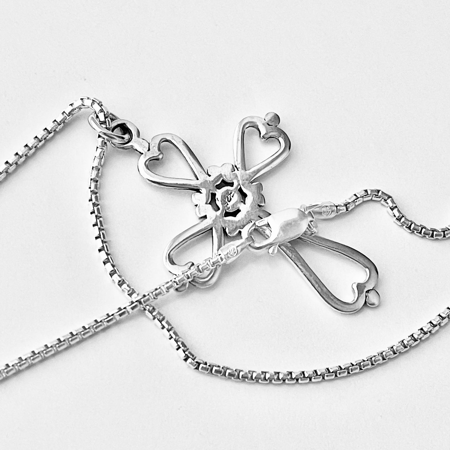 Sterling Silver Large Heart Cross Necklace – Statement Christian Pendant Chain