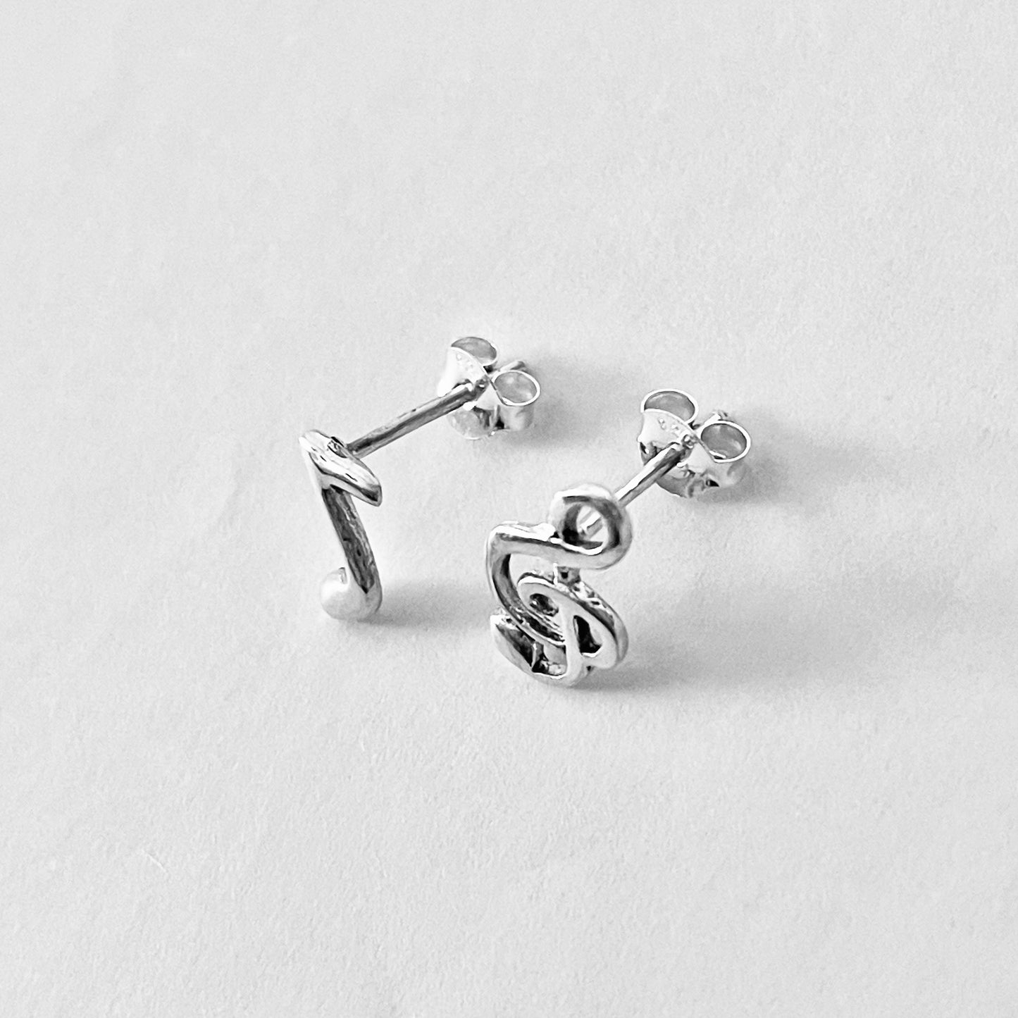 Sterling Silver Unisex Clef and Music Note Stud Earrings | Musician Jewelry, Song Writers