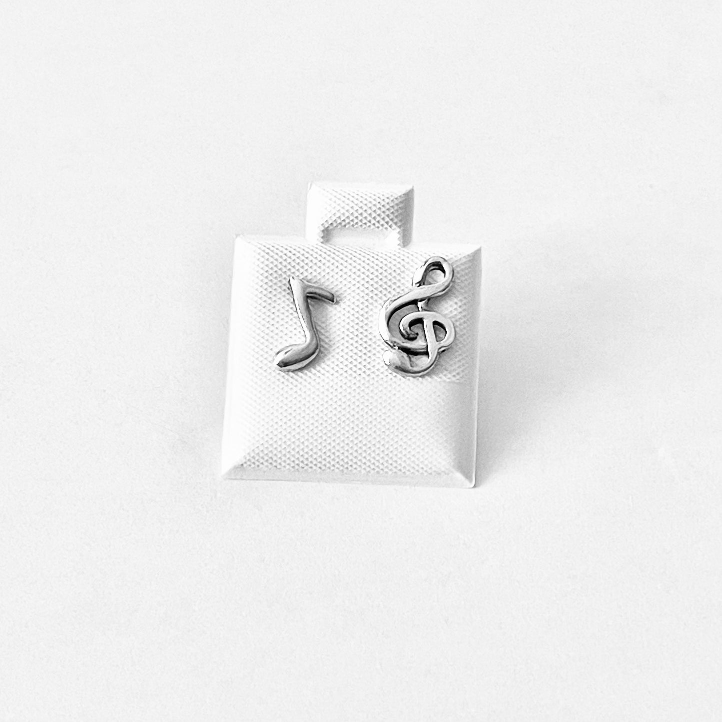 Sterling Silver Unisex Clef and Music Note Stud Earrings | Musician Jewelry, Song Writers