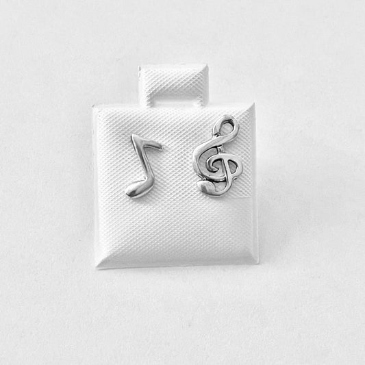 Sterling Silver Unisex Clef and Music Note Stud Earrings | Musician Jewelry, Song Writers