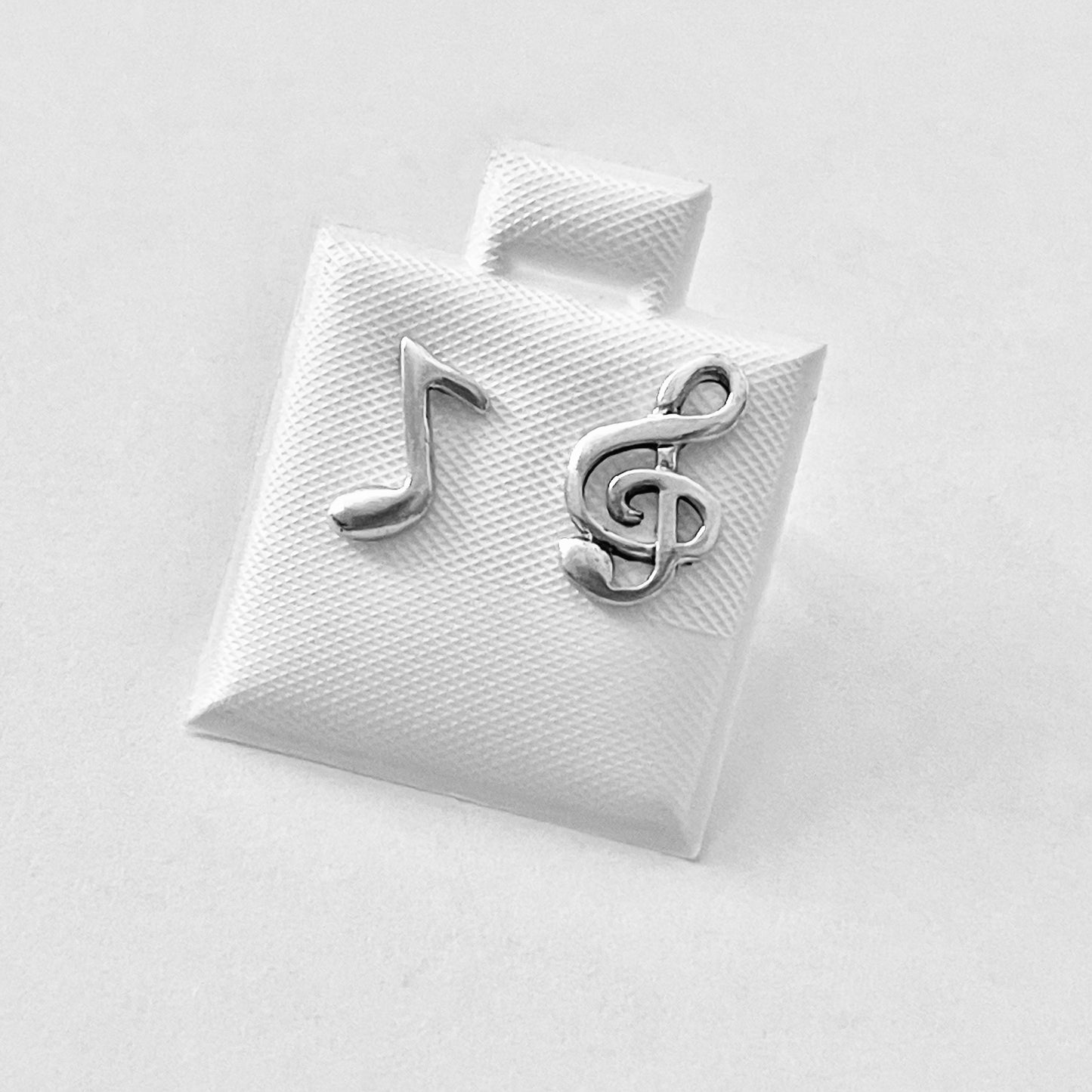 Sterling Silver Unisex Clef and Music Note Stud Earrings | Musician Jewelry, Song Writers