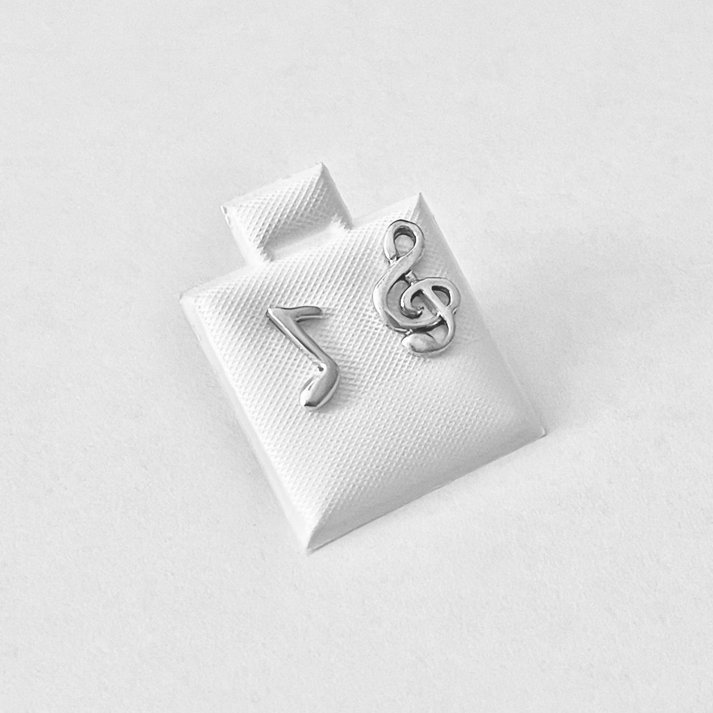 Sterling Silver Unisex Clef and Music Note Stud Earrings | Musician Jewelry, Song Writers