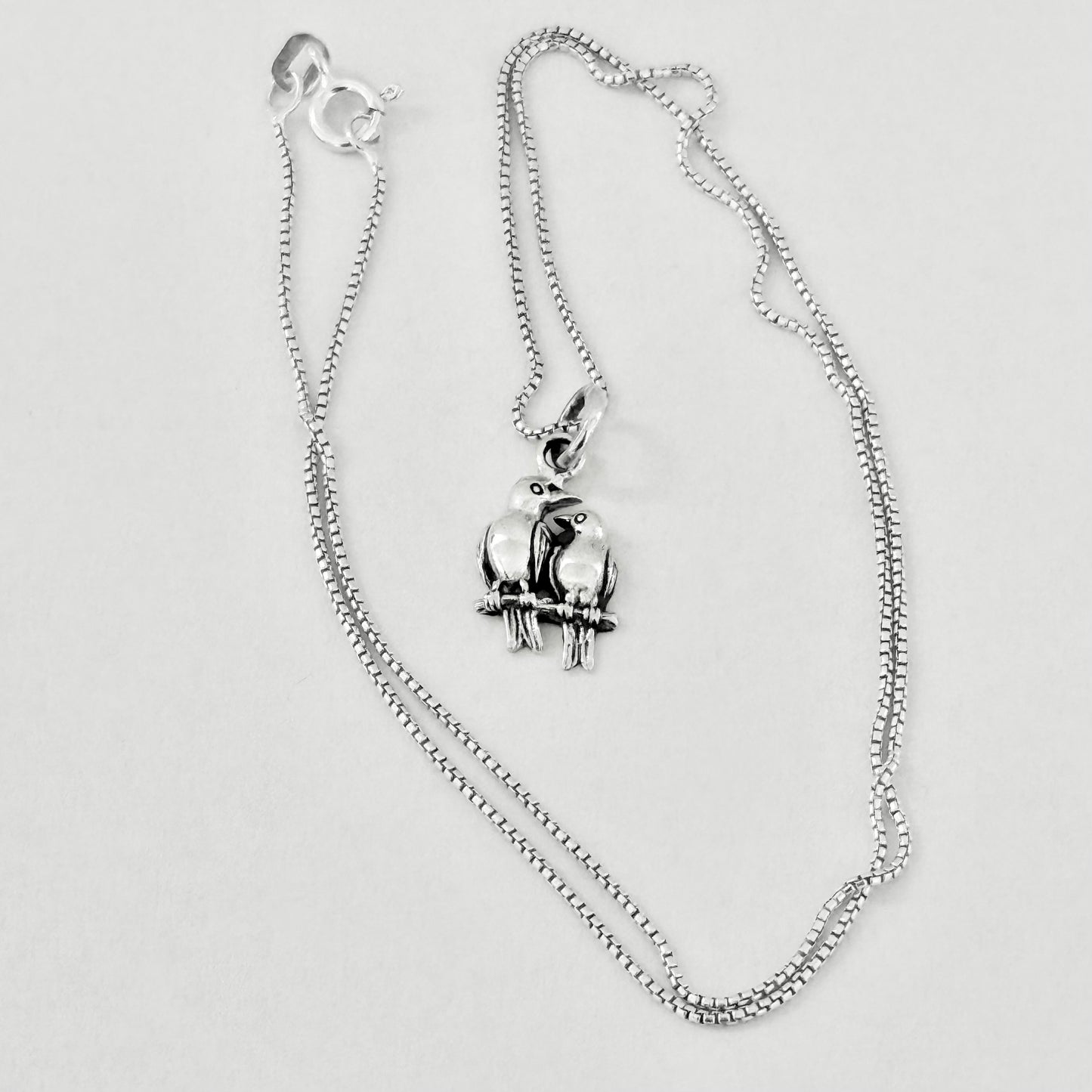 925 Sterling Silver Love Birds Necklace | Couples & Animal Pendant Jewelry
