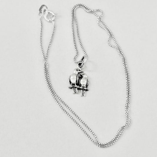 925 Sterling Silver Love Birds Necklace | Couples & Animal Pendant Jewelry