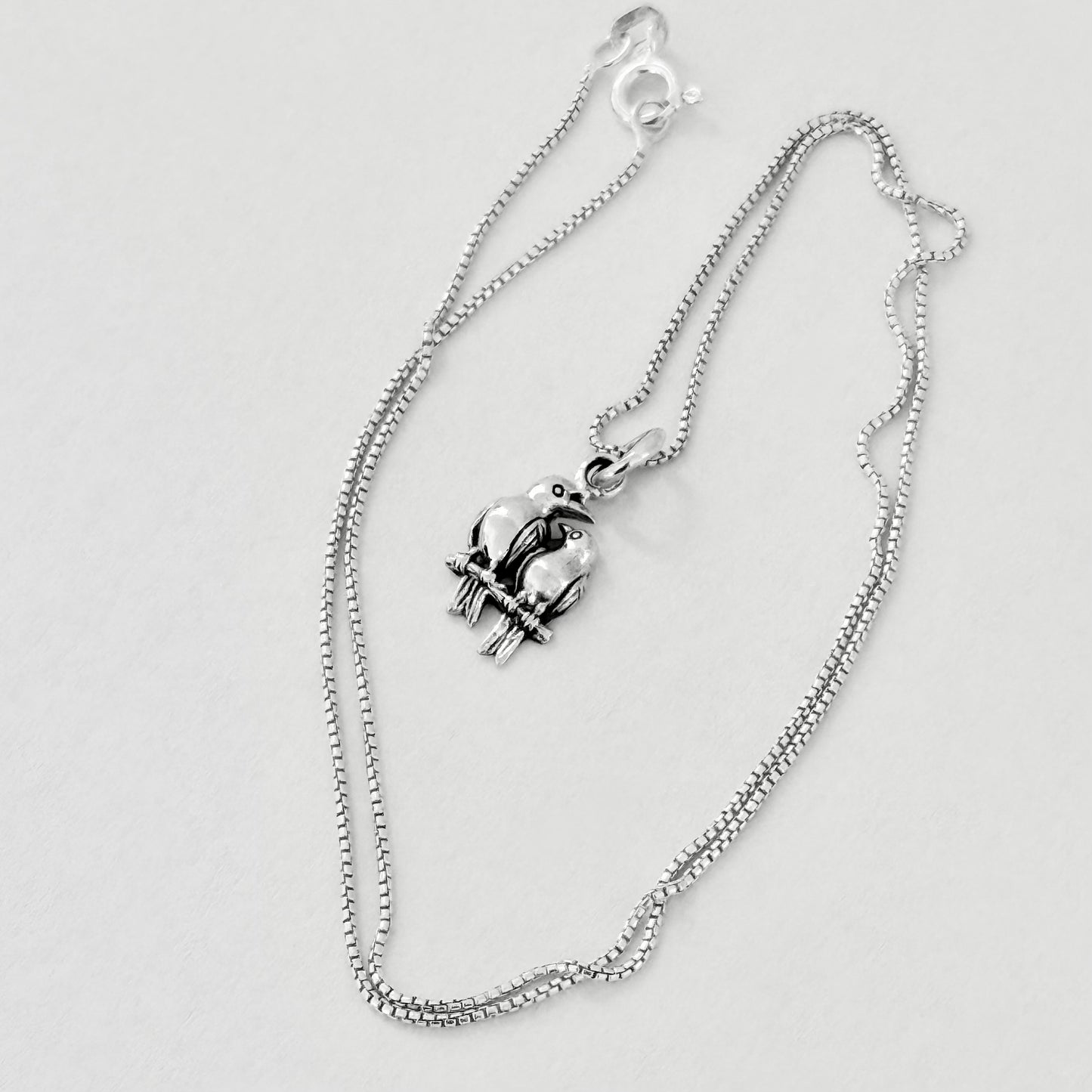 925 Sterling Silver Love Birds Necklace | Couples & Animal Pendant Jewelry