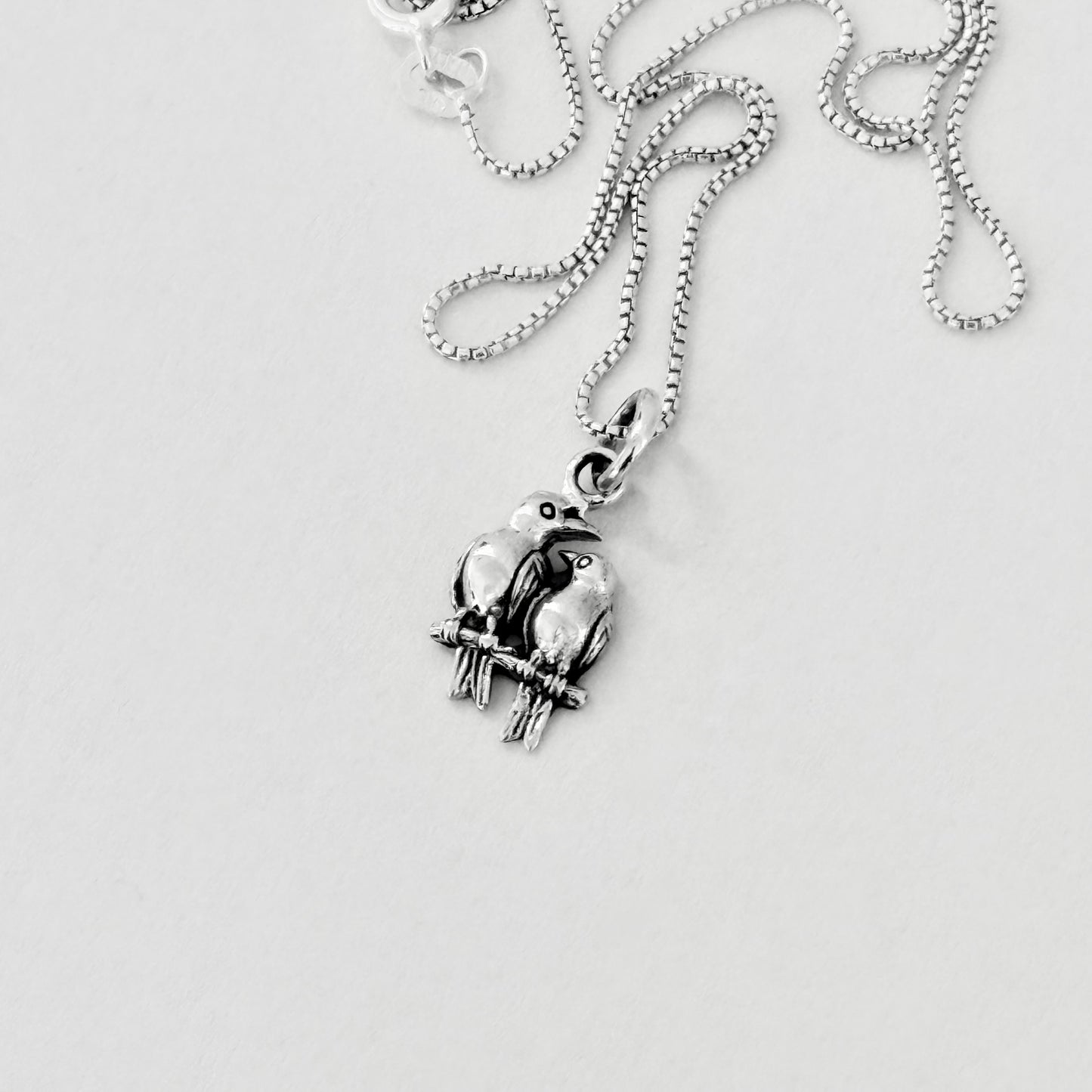925 Sterling Silver Love Birds Necklace | Couples & Animal Pendant Jewelry