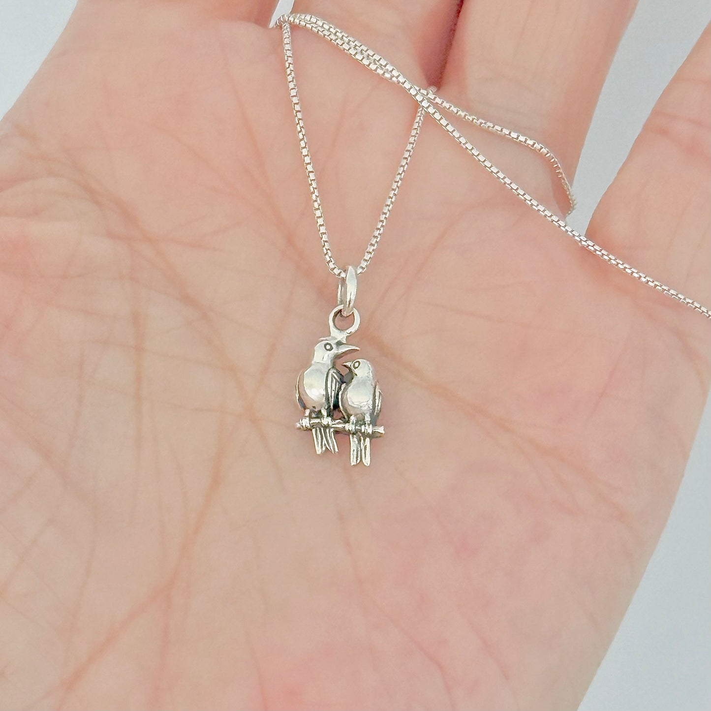 925 Sterling Silver Love Birds Necklace | Couples & Animal Pendant Jewelry