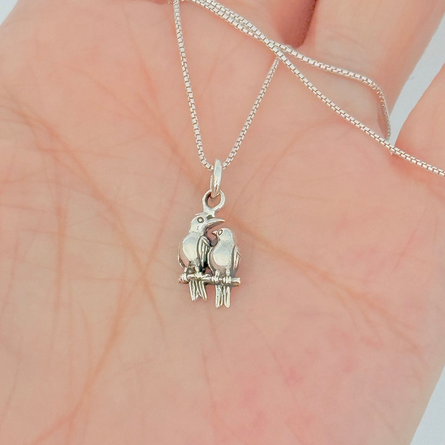 925 Sterling Silver Love Birds Necklace | Couples & Animal Pendant Jewelry