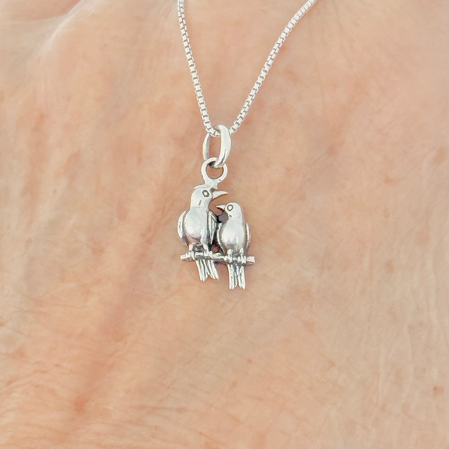 925 Sterling Silver Love Birds Necklace | Couples & Animal Pendant Jewelry